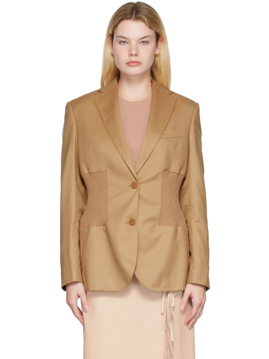 Tan Tapered Blazer - 1