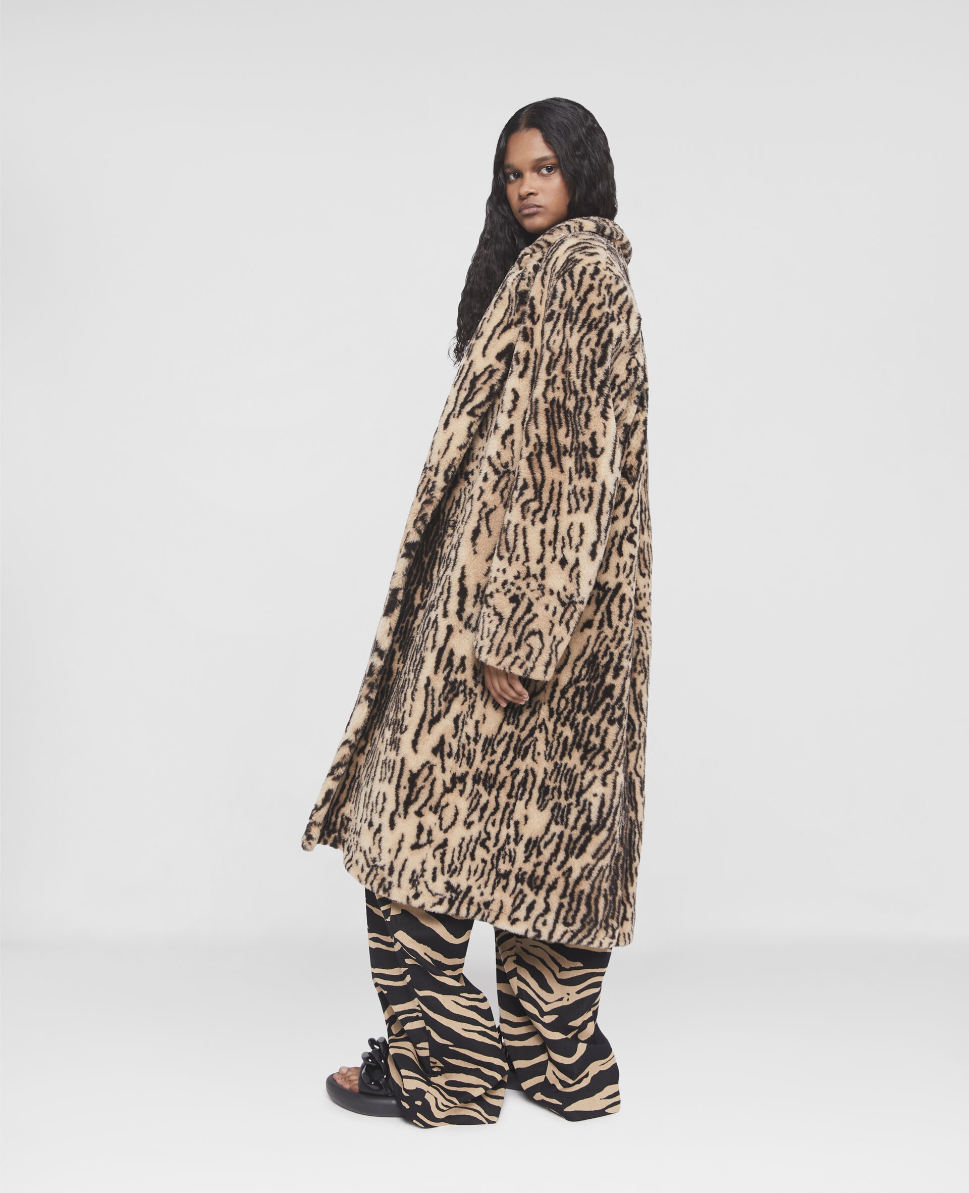 Ocelot Print Fur Free Fur Coat - 3