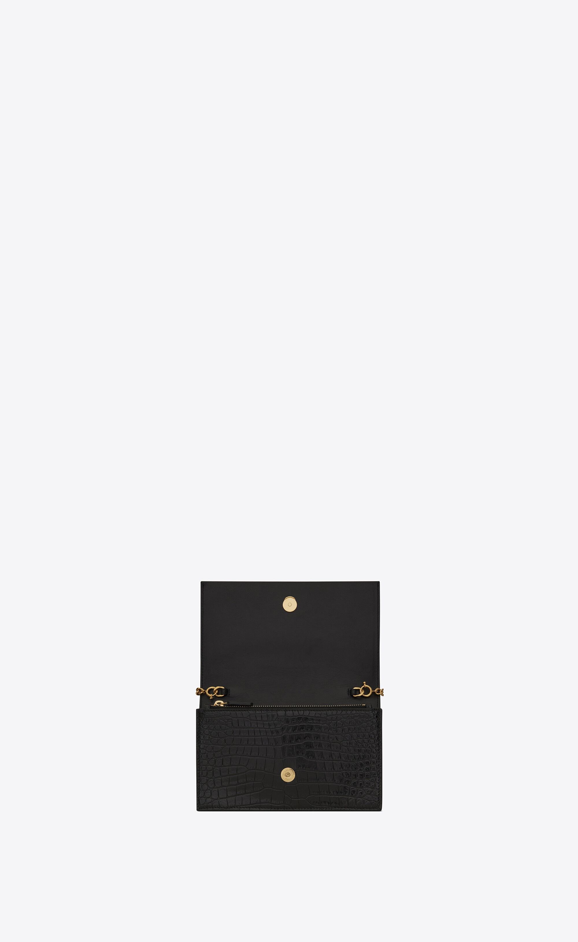 kate chain wallet with tassel in crocodile-embossed shiny leather - 9