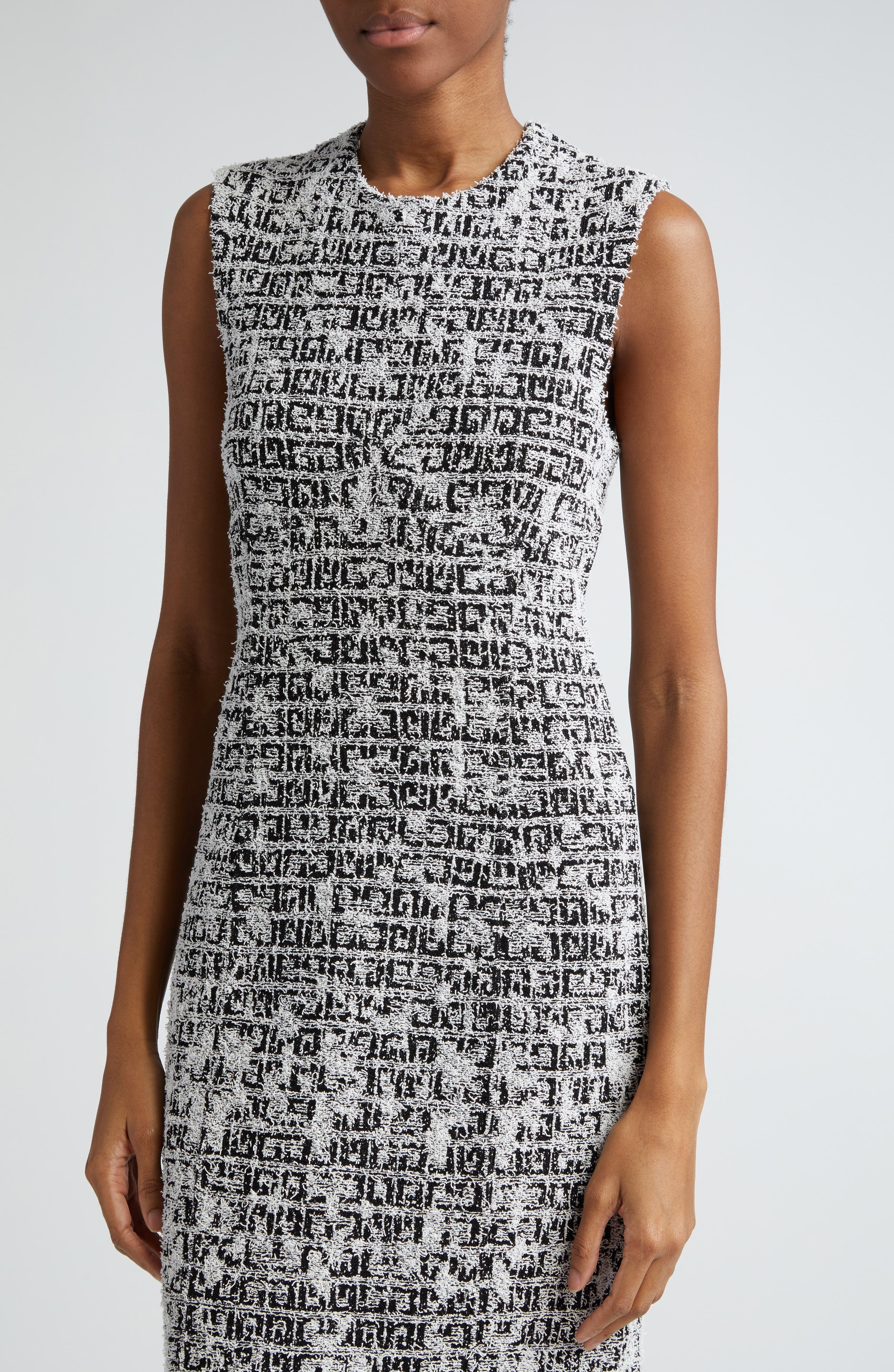 Givenchy Tweed Sleeveless Sheath Dress in Black/White at Nordstrom - 5