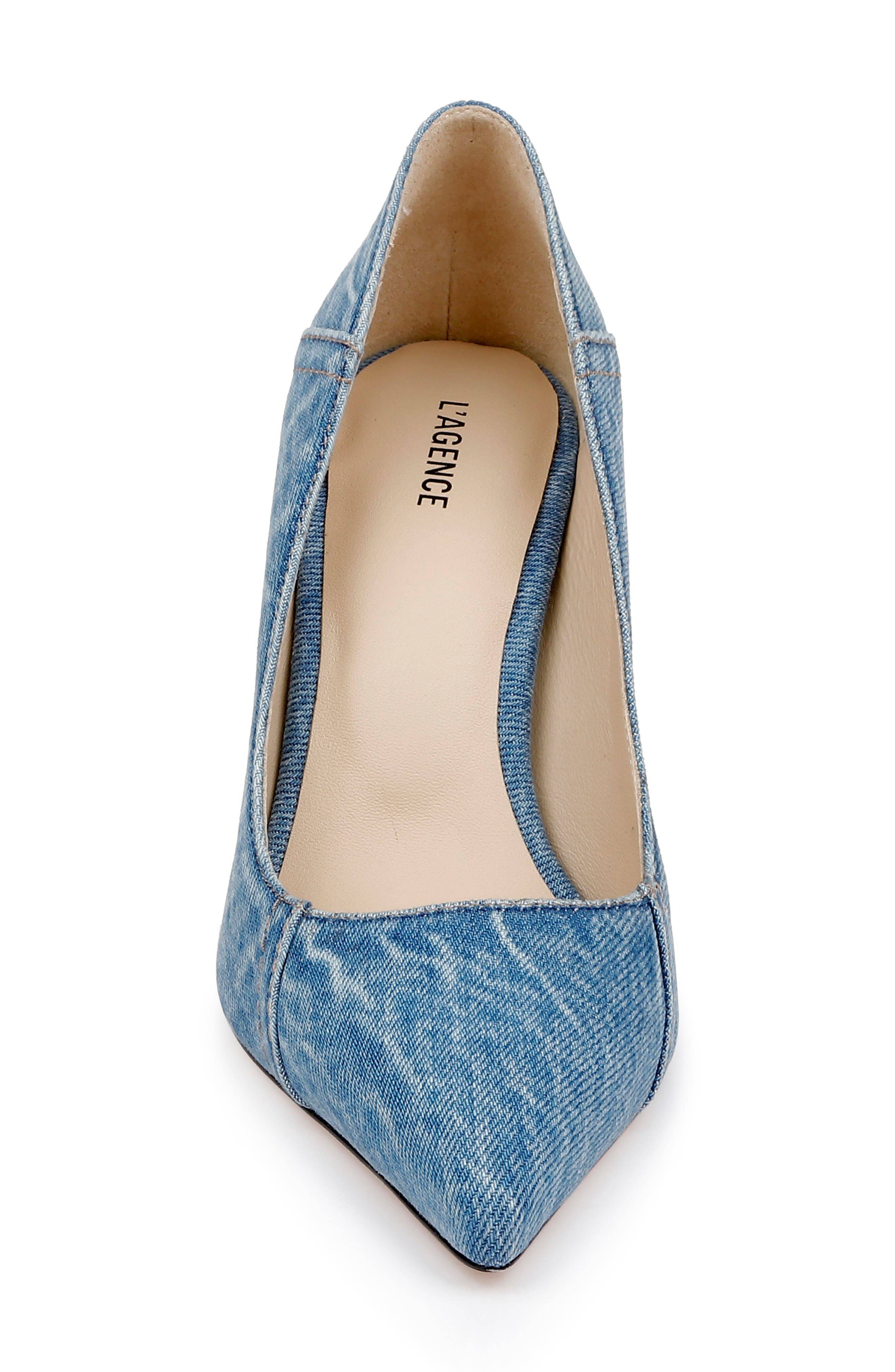L'AGENCE Maelle Pointed Toe Pump in Light Denim at Nordstrom - 4