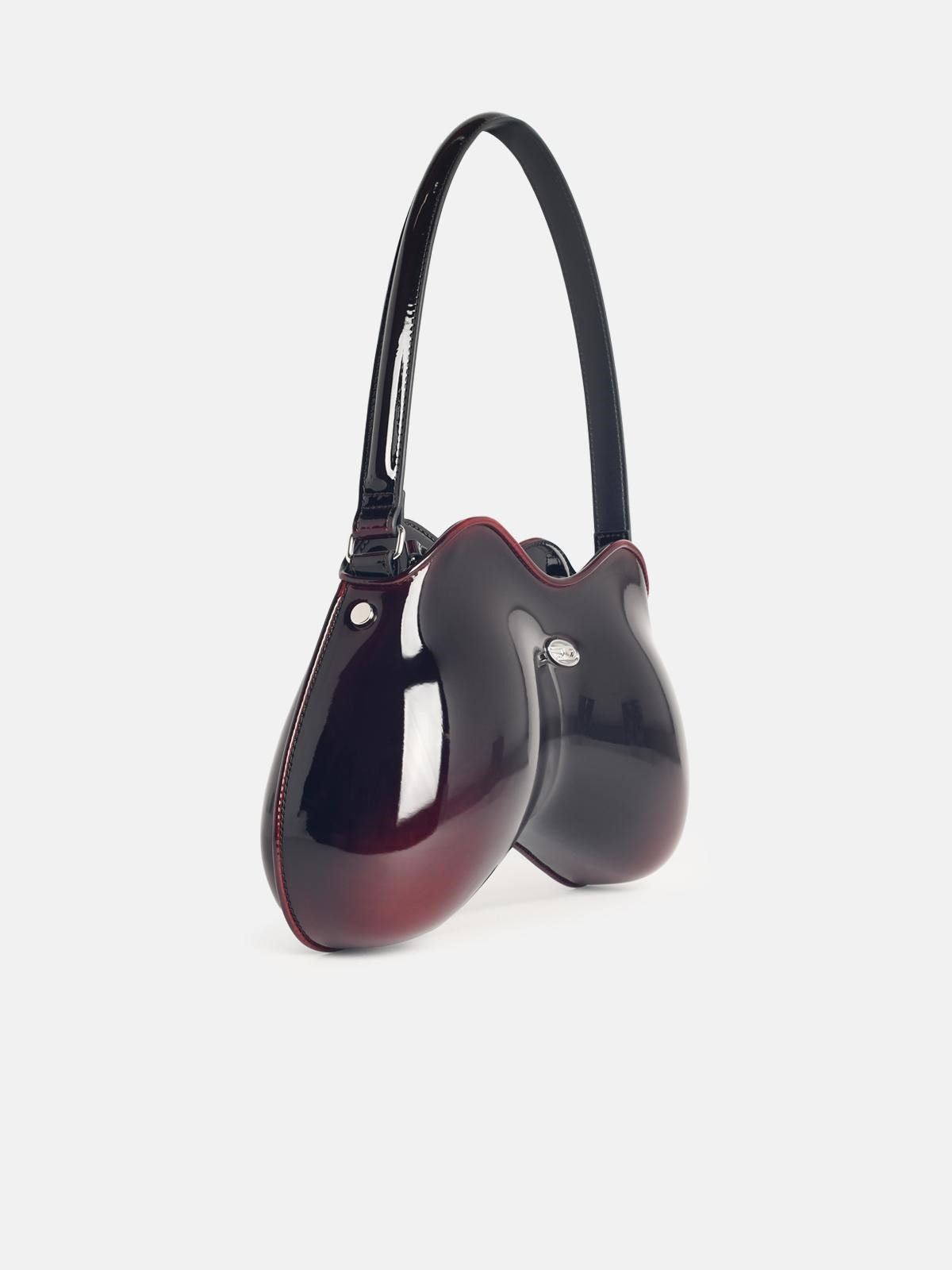 'DOUBLE-D' BURGUNDY POLISHED PU BAG - 2