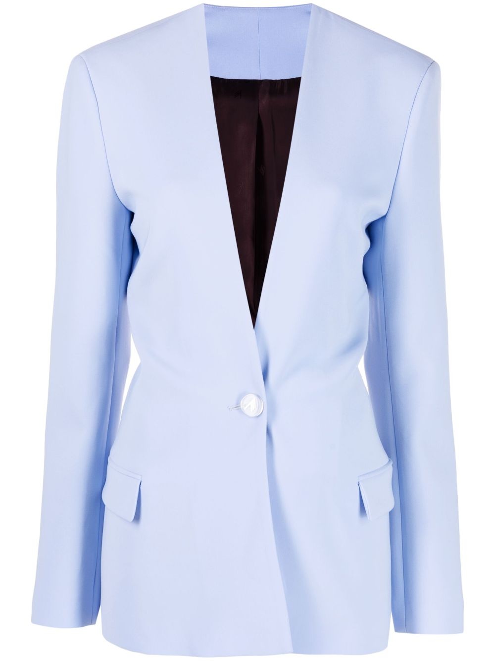 collarless single-breasted blazer - 1