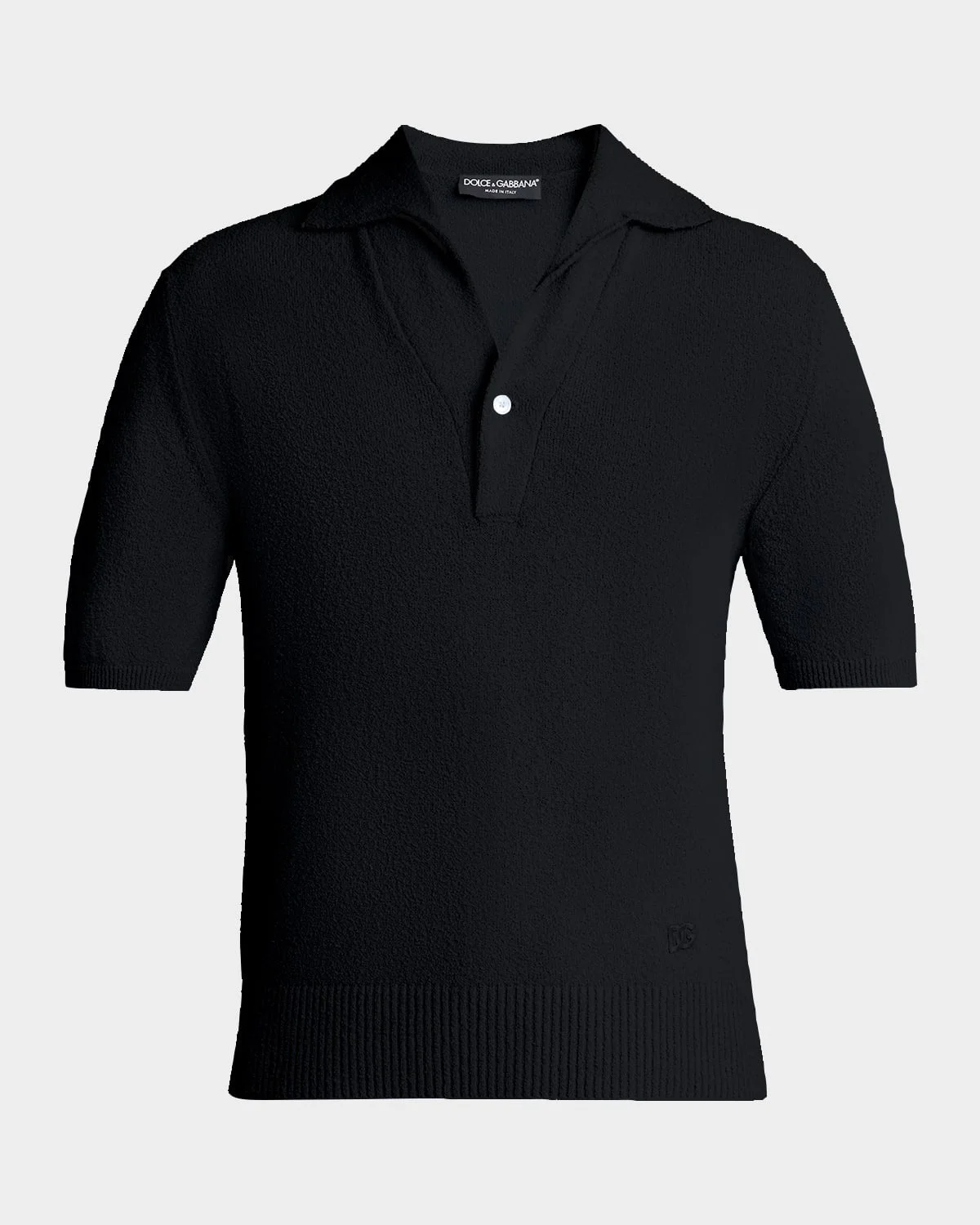Men's Texture-Knit V-Neck Polo Shirt - 1