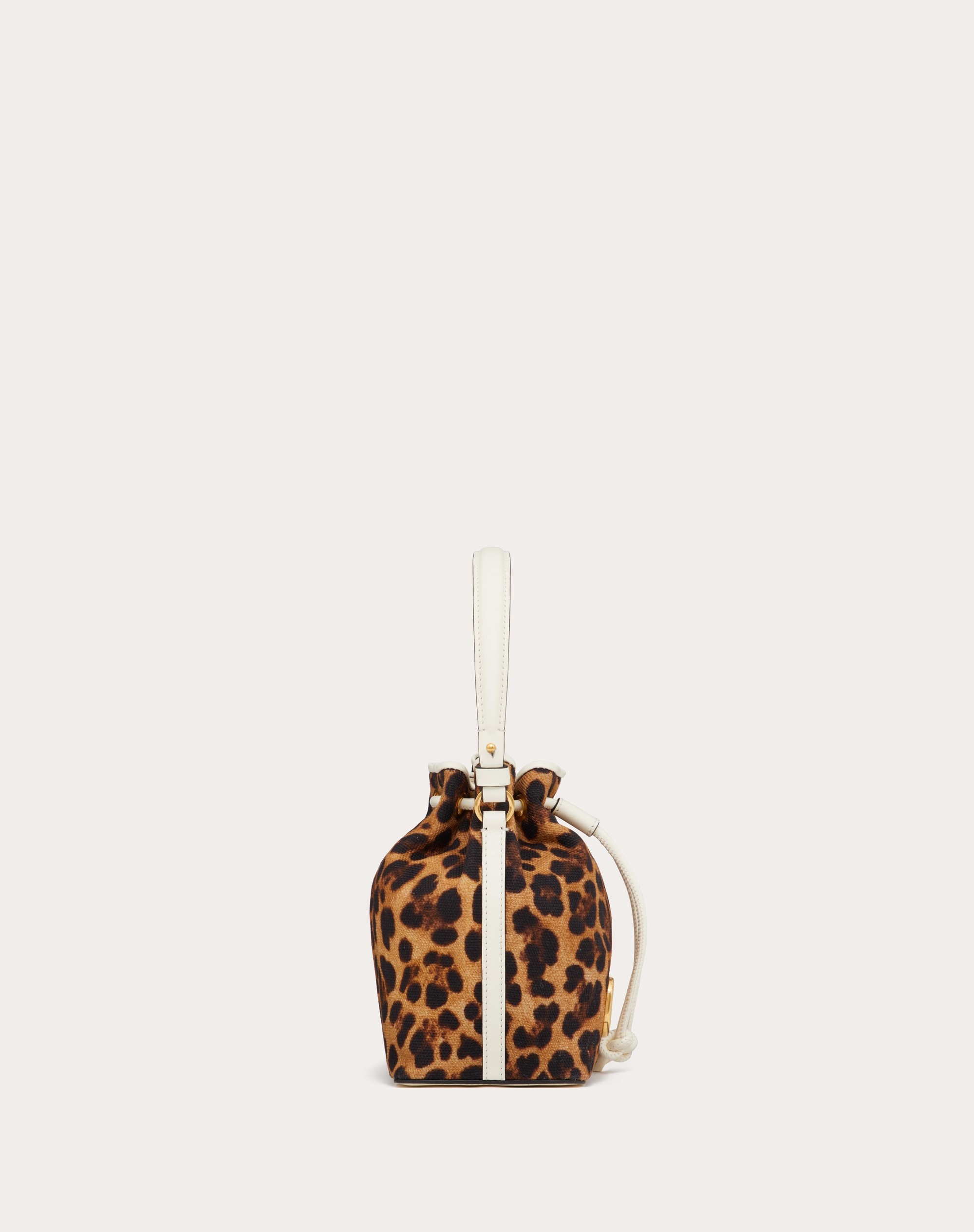 MINI VALENTINO GARAVANI ESCAPE BUCKET BAG IN CANVAS WITH ANIMALIER PRINT - 5
