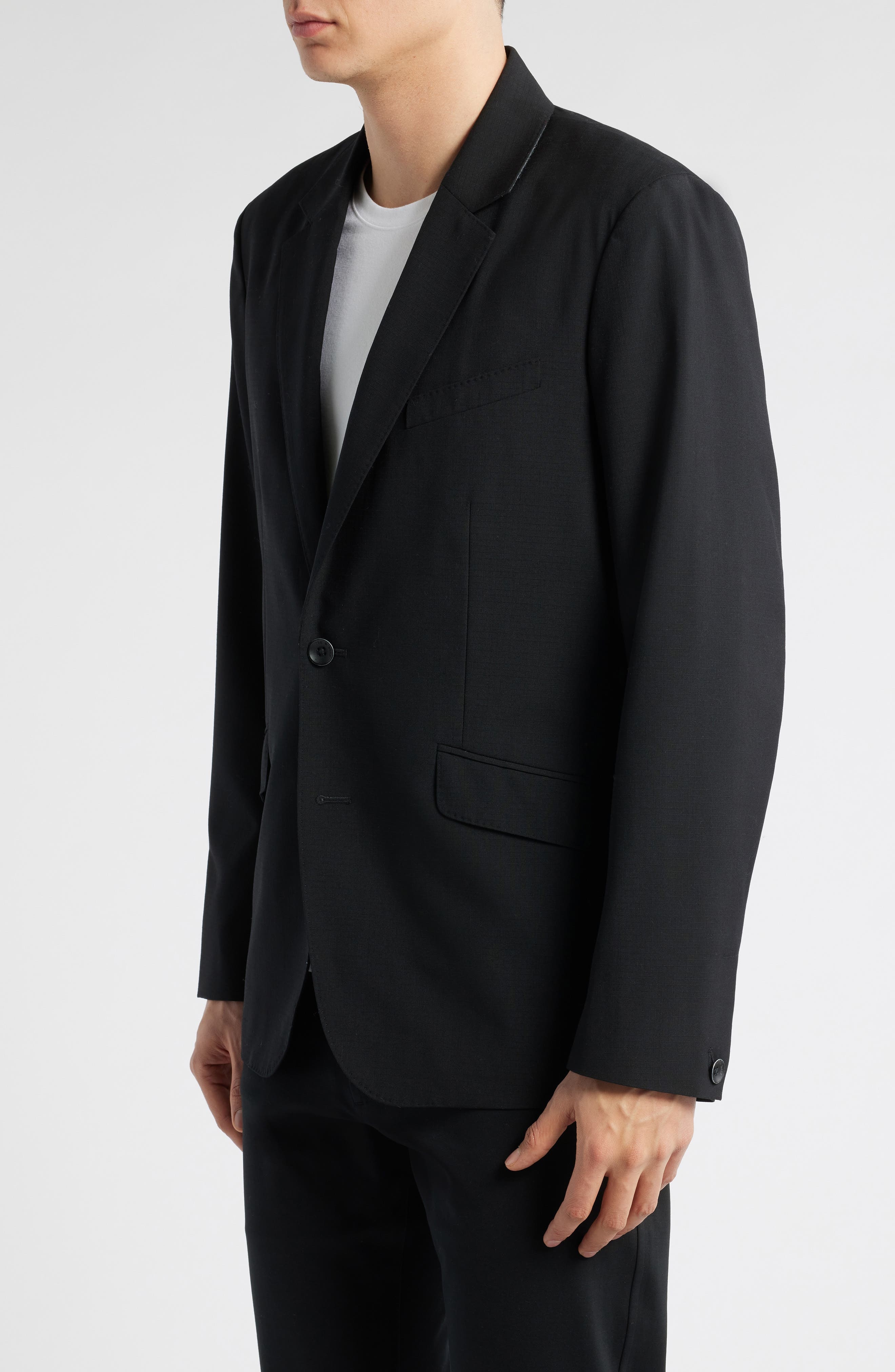 rag & bone Butler Wool Blend Ripstop Sport Coat in Black at Nordstrom - 3