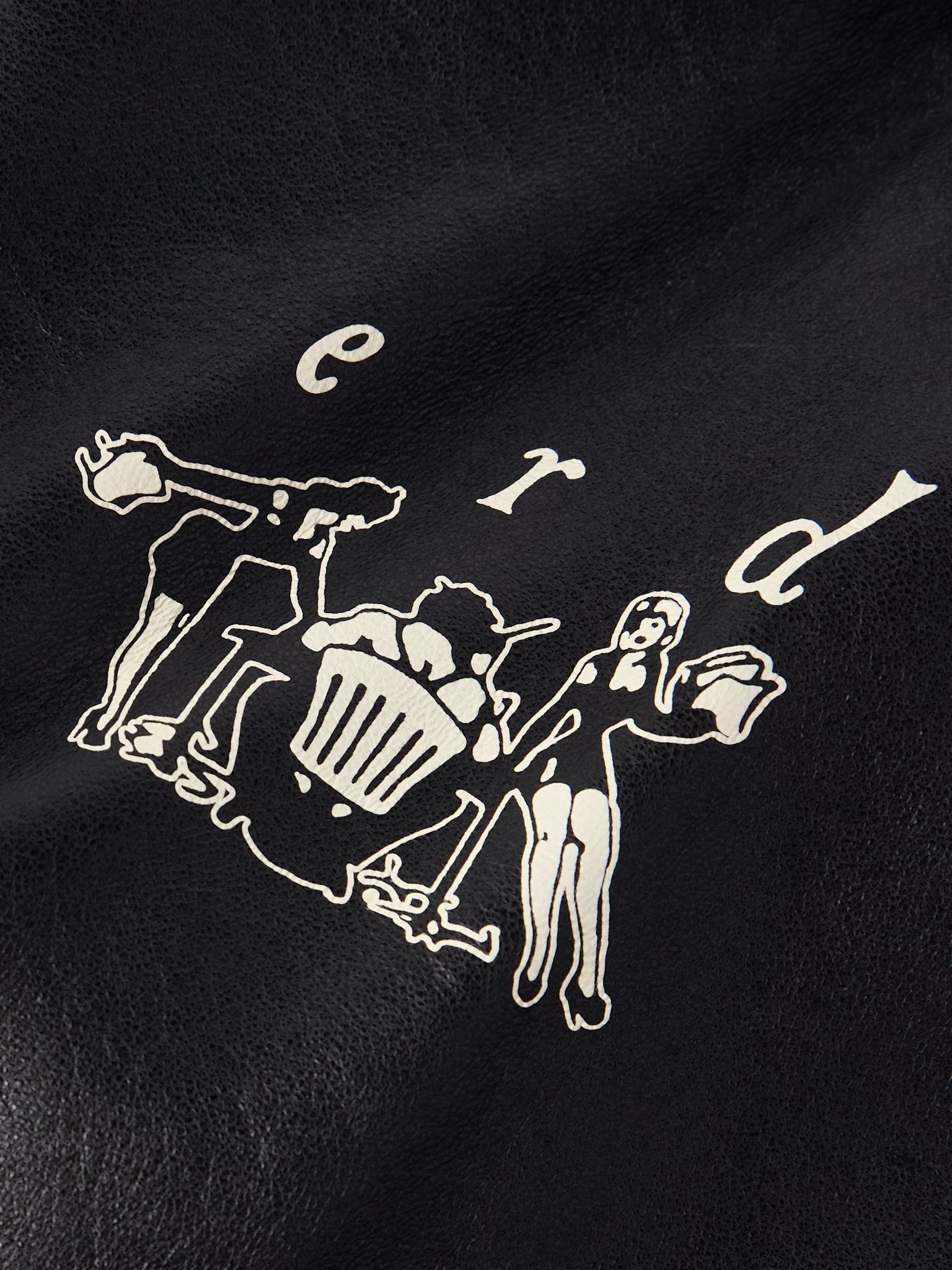 Sunday Drive Logo-Print Leather Blazer Black - 6