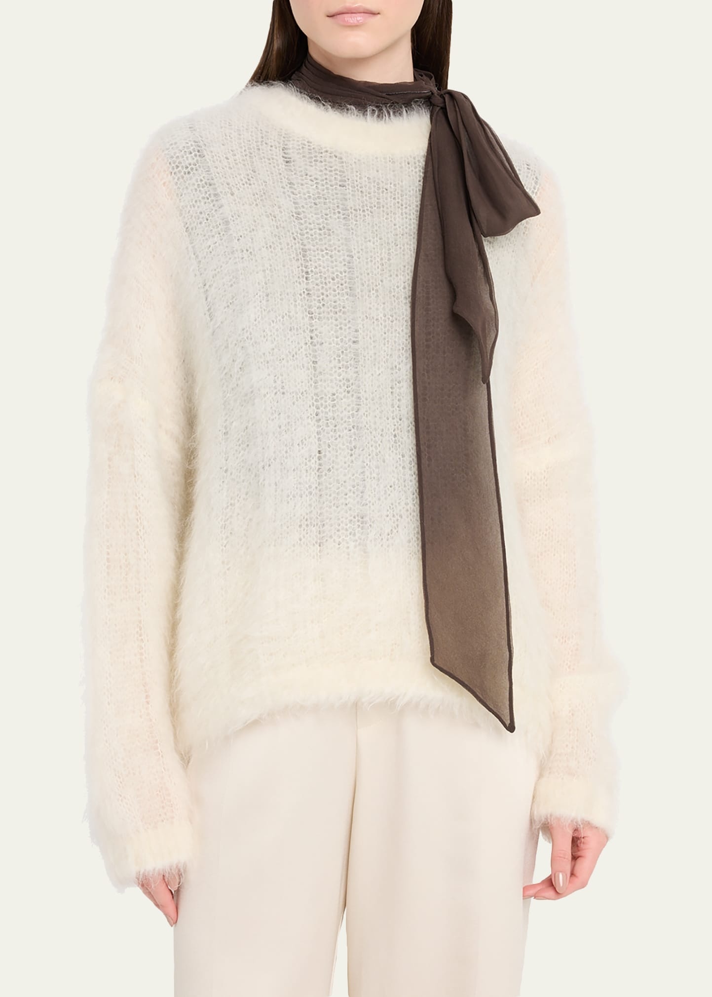 Mohair Cozy Candy Floss Knit Crewneck Sweater - 4