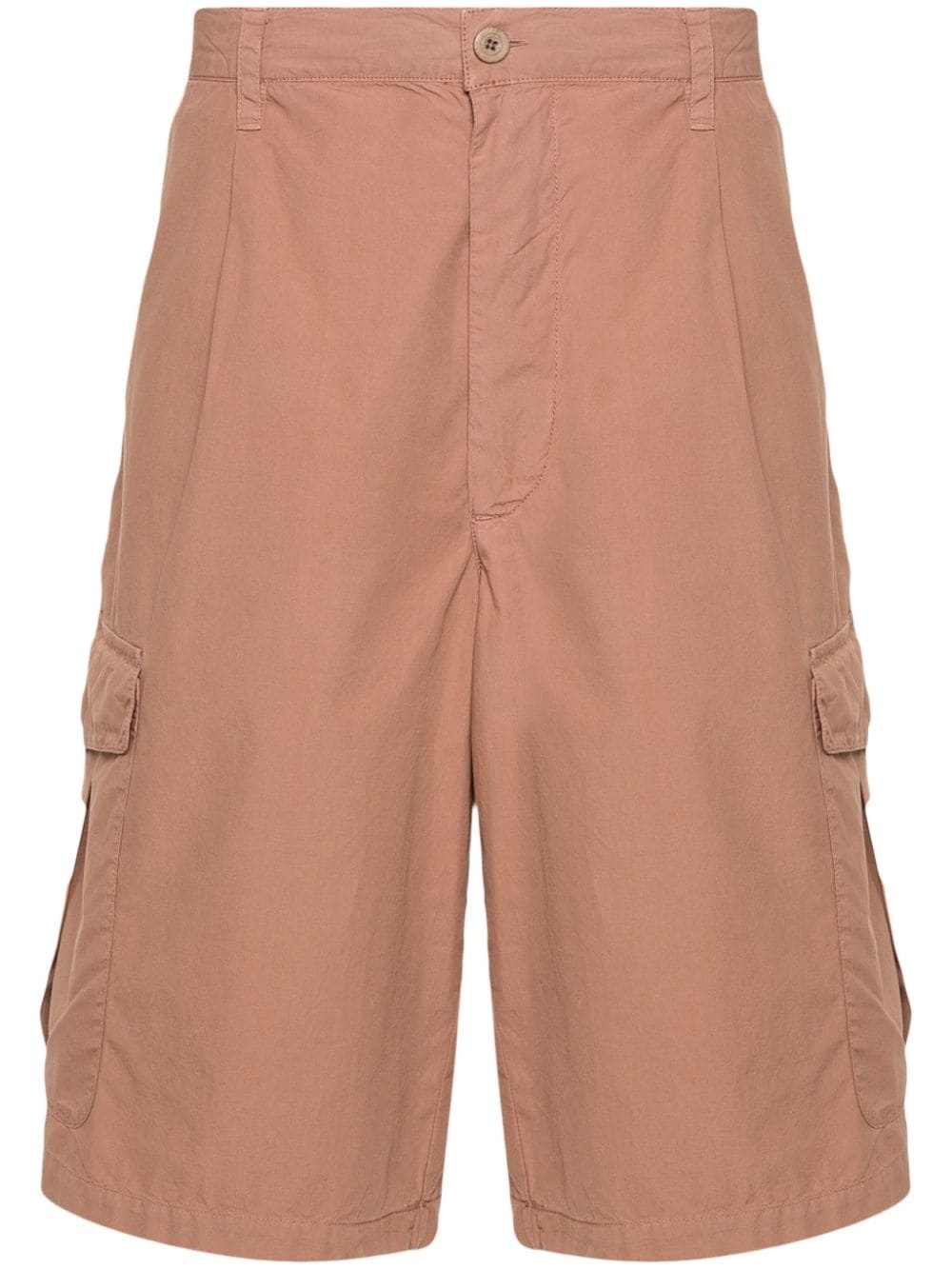 pleat-detail cotton cargo shorts - 1