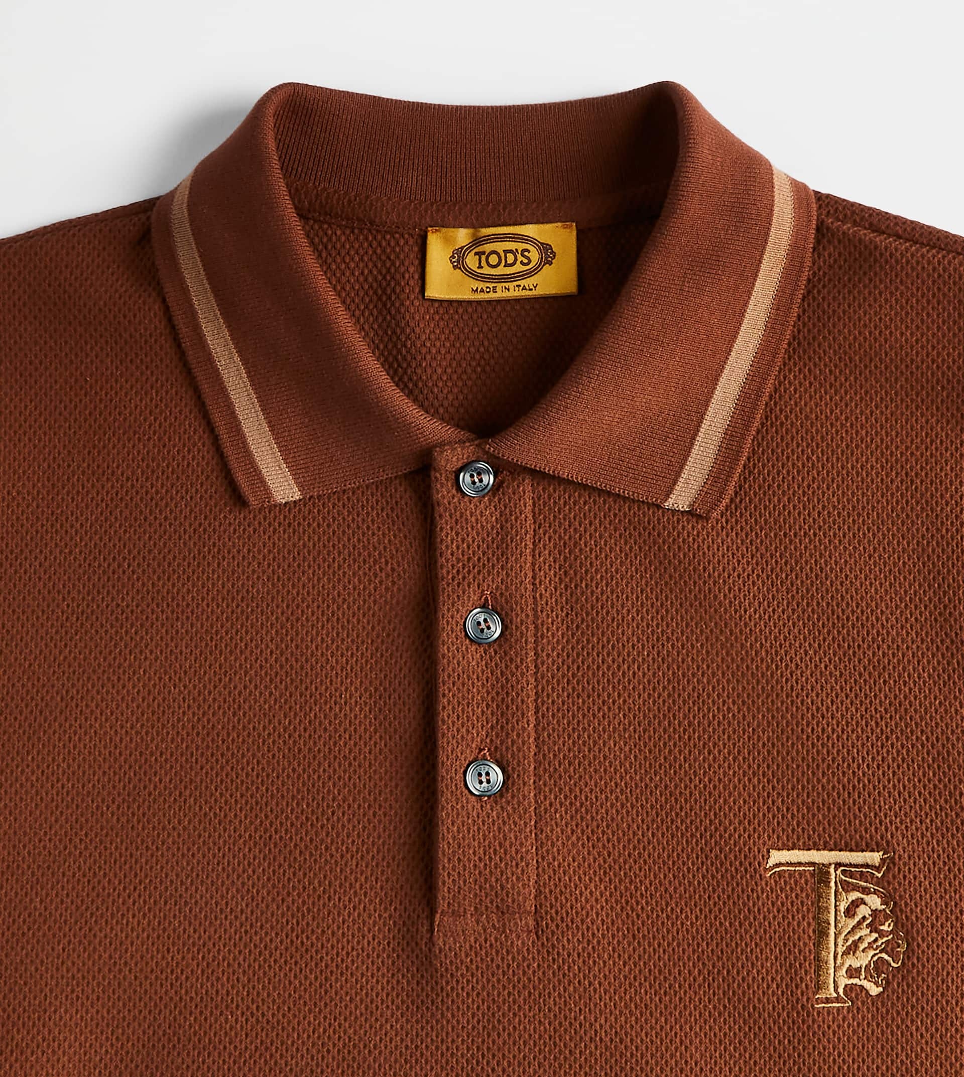 POLO SHIRT IN PIQUET - BROWN - 5