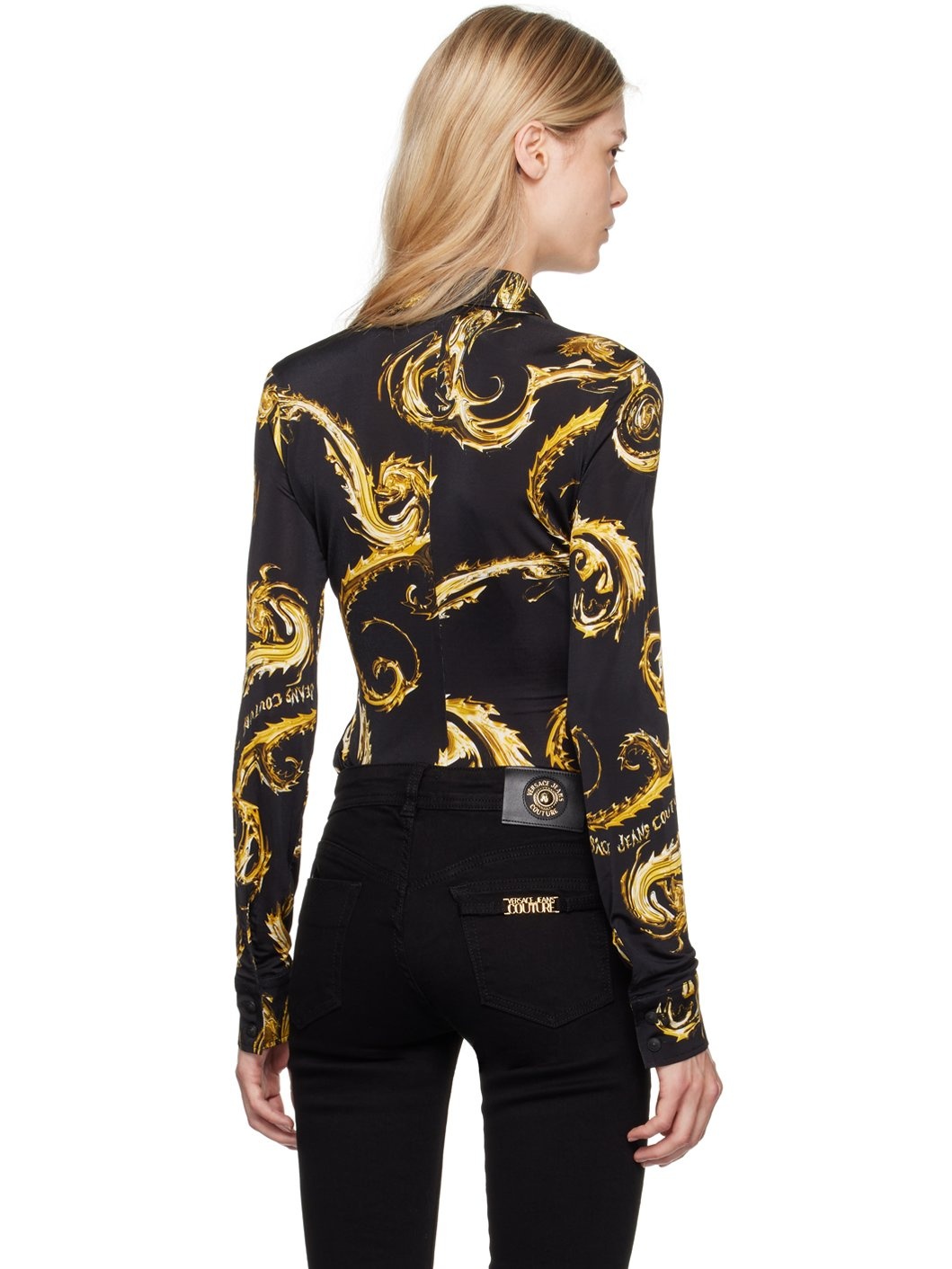 Black & Gold Chromo Couture Fluid Shirt - 3