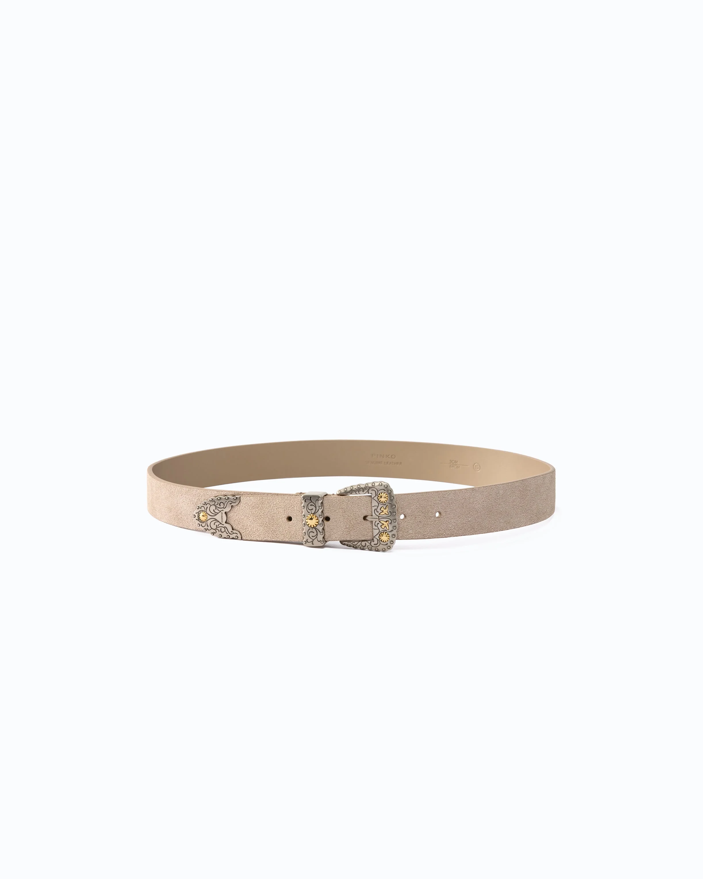 SUEDE BELT WITH TEXAN DETAILS, 3 CM - 1