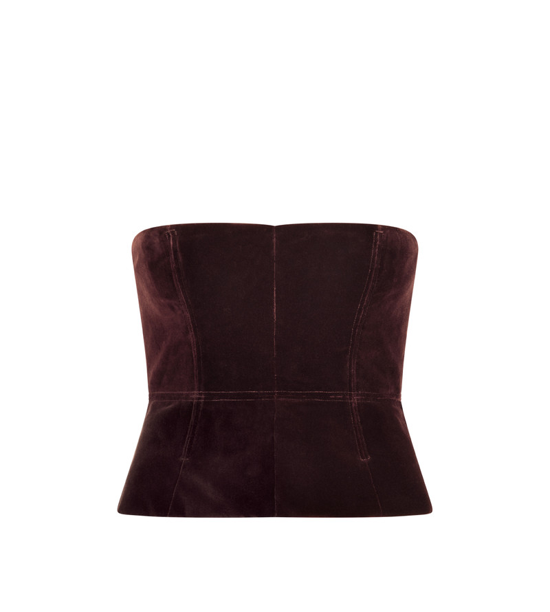 COTTON VELVET STRAPLESS CORSET 1