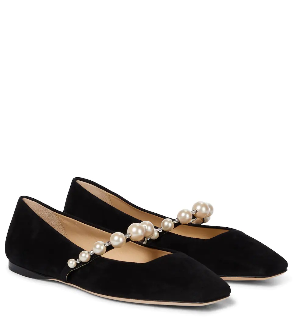 Ade embellished suede ballet flats - 1