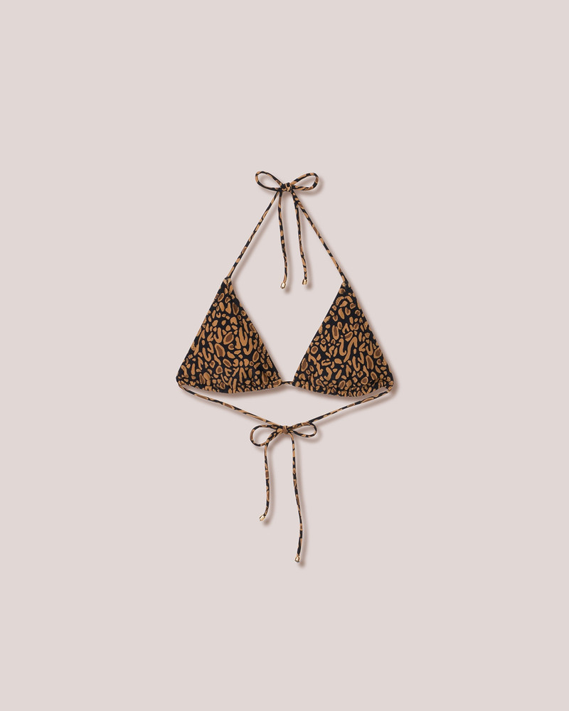 CAIA - Matte stretch bikini top - Brown Ocelot 1