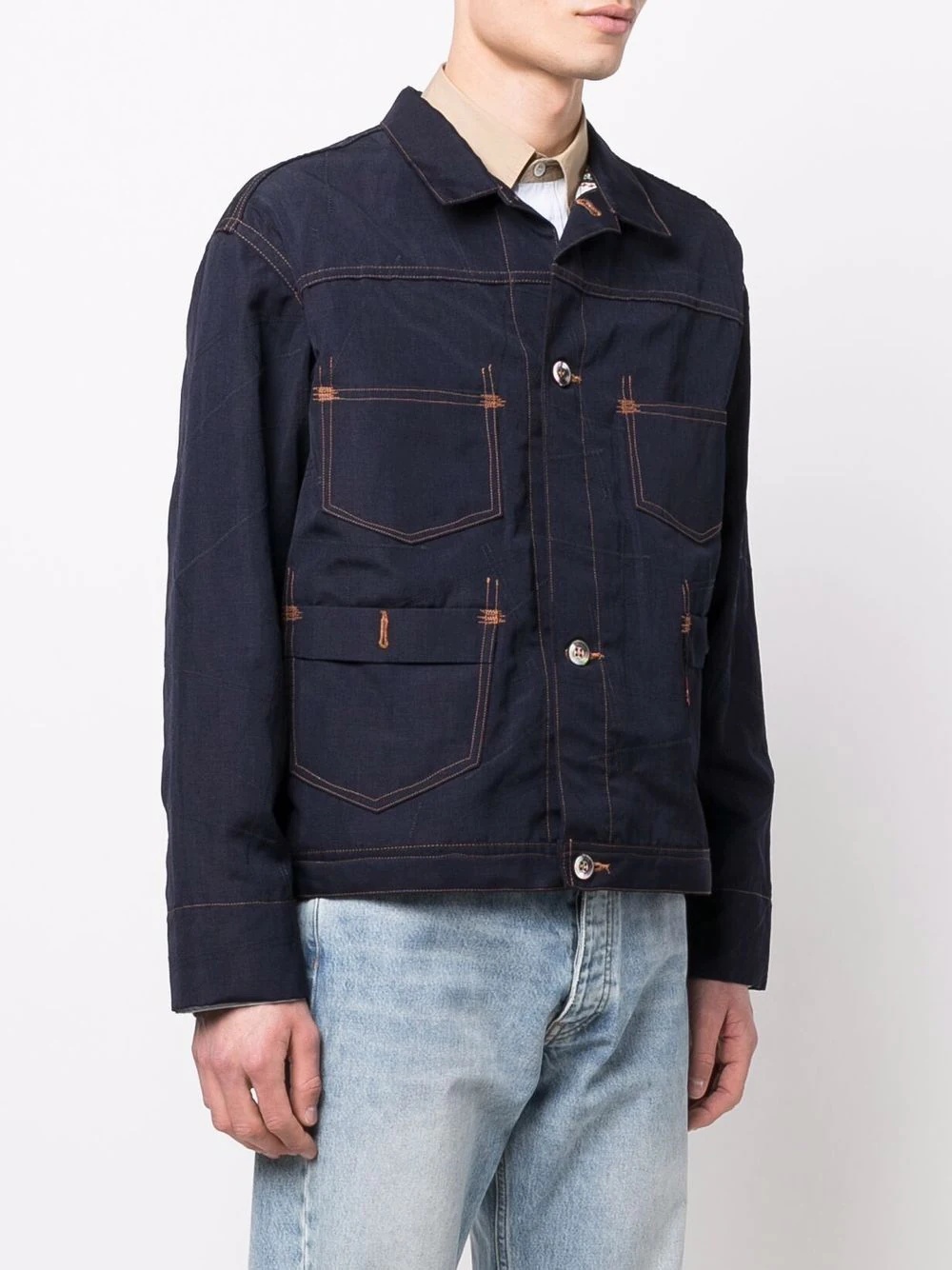 long-sleeve wool denim jacket - 3