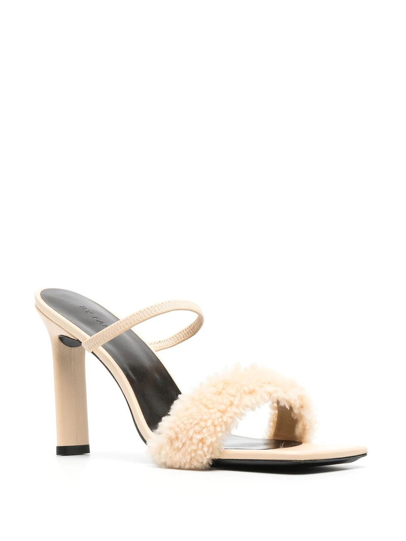 BY FAR 100mm Ada shearling sandals outlook