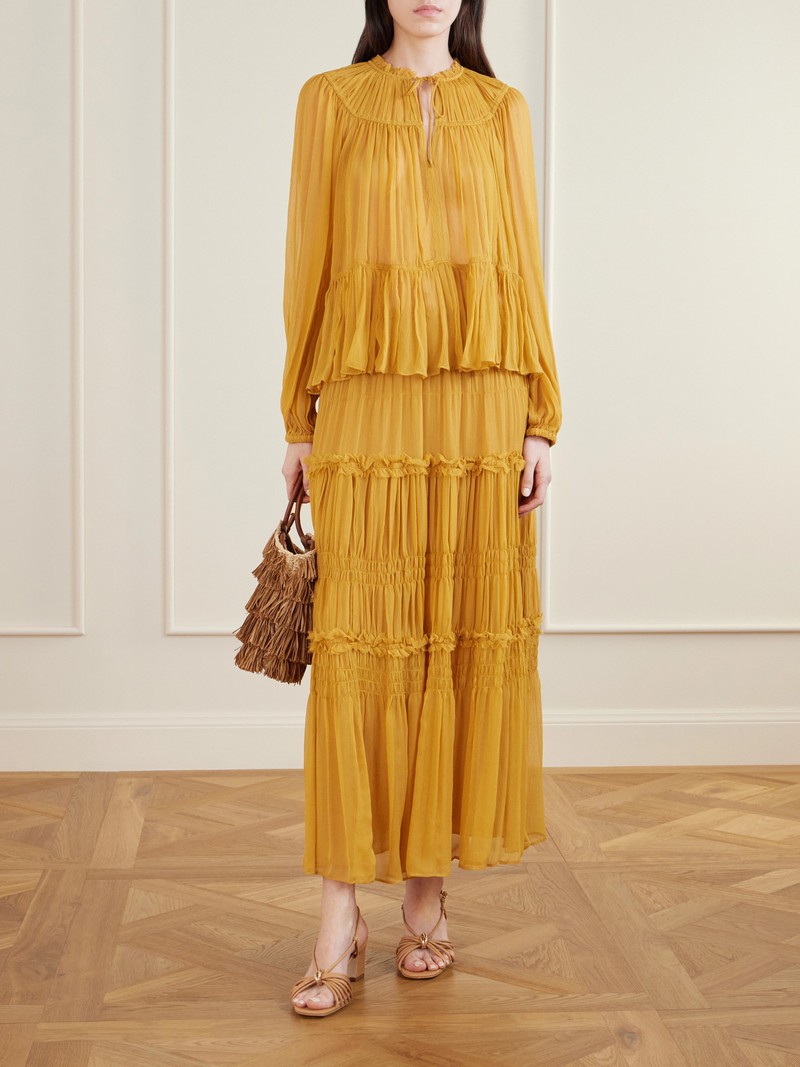 ULLA JOHNSON Virginie Silk-crepon Midi Skirt outlook