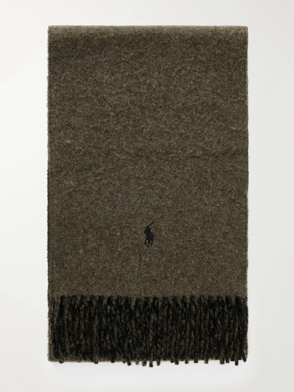 Logo-Embroidered Reversible Fringed Recycled Wool and Nylon-Blend Scarf - 1