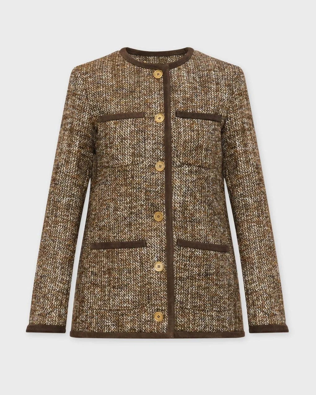 Jacket Journey Long Boxy Tweed Brown - 1
