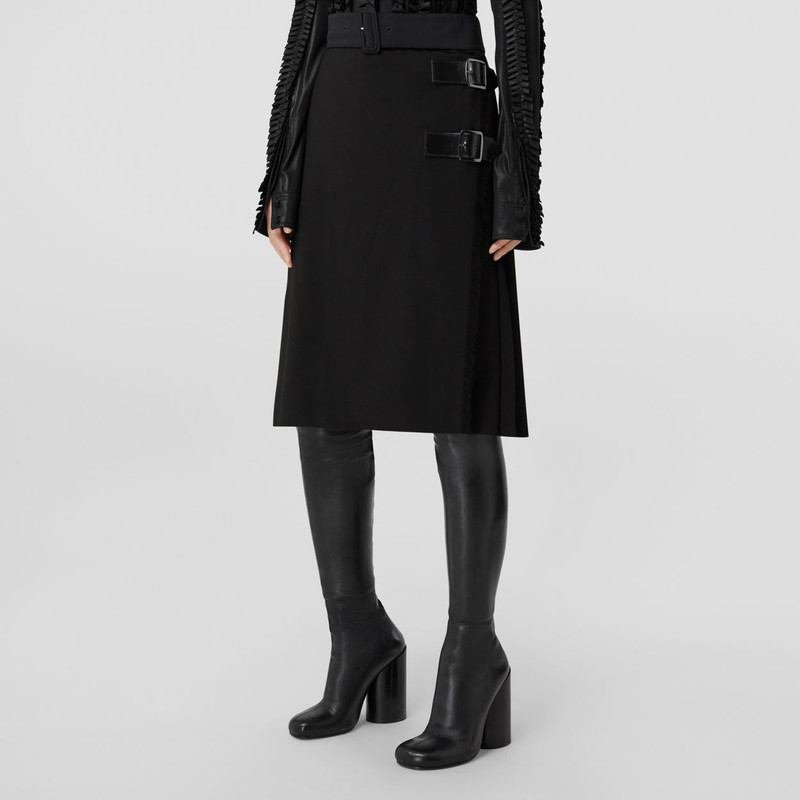 Pleated Panel Wool Blend Belted Kilt 5