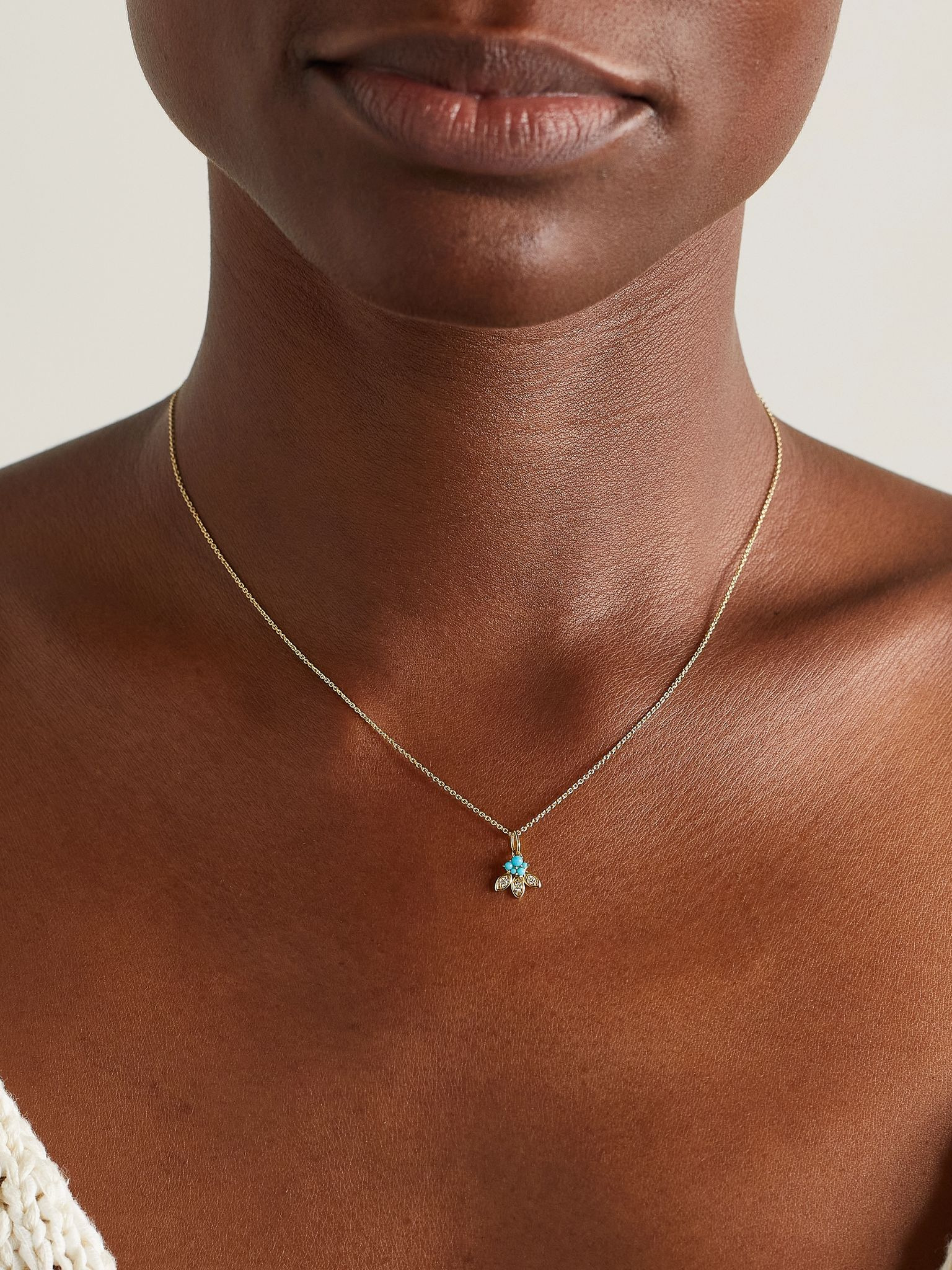 14-karat gold, turquoise and diamond necklace Gold - 2