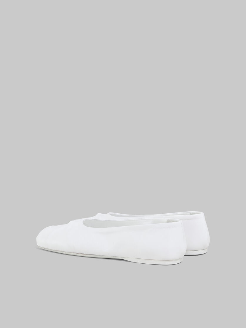 WHITE NAPPA LEATHER SEAMLESS LITTLE BOW BALLET FLAT - 3