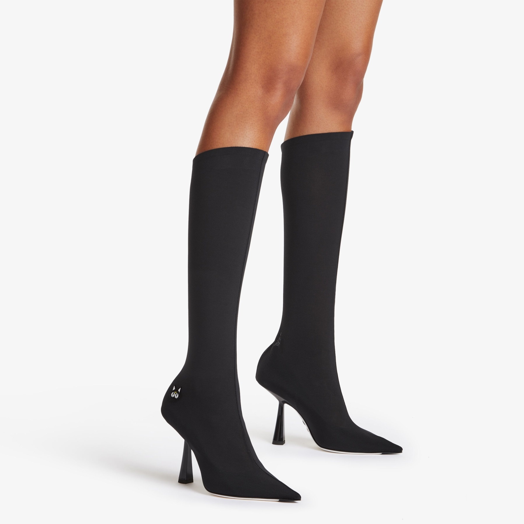 Luna Boot 100
Black Stretch Mesh Knee-High Boots - 2