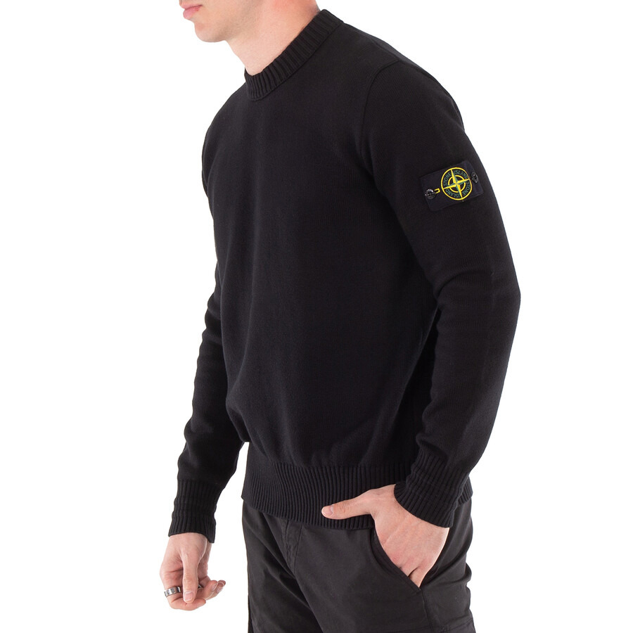 Stone Island Men's Black Loose Fit Crewneck Sweater - 4
