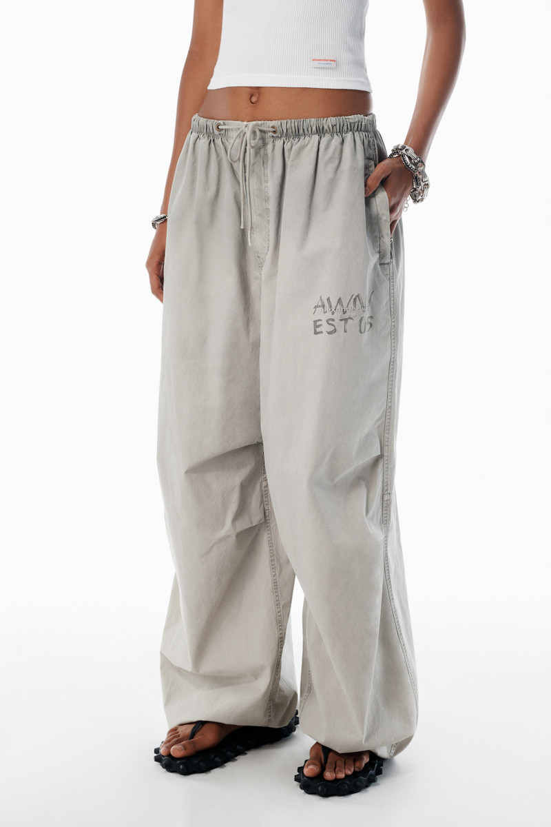 grey parachute pants with logo print 3