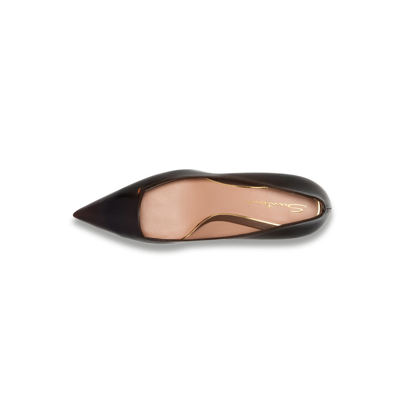Women's dark brown leather mid-heel pump 4
