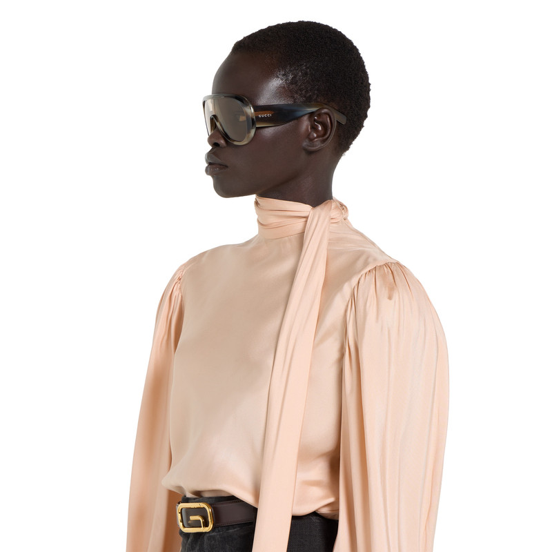 Silk twill shirt with ribbon 3