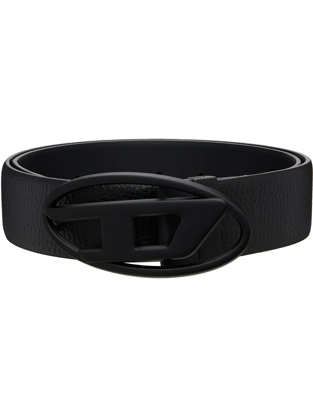Black 3.9cm Leather Reversible Belt - 1