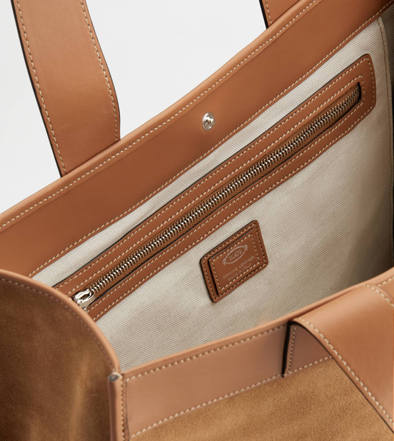 TOTE SHOPPING BAG IN SUEDE MEDIUM - BROWN 4