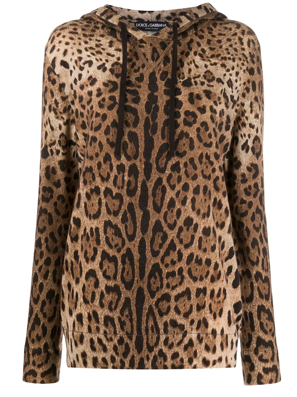 cashmere knitted leopard hoodie - 1