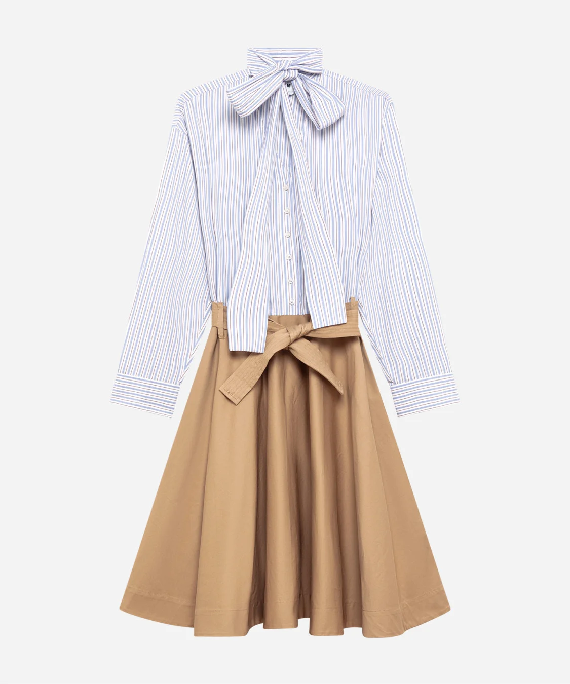 Poplin and gabardine dress - 1