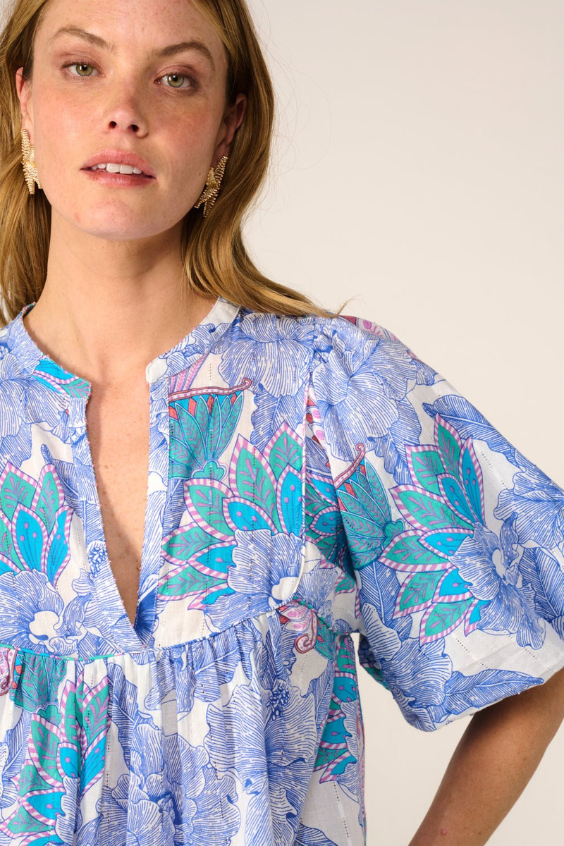 Blouse Flores - Blue Padang 4