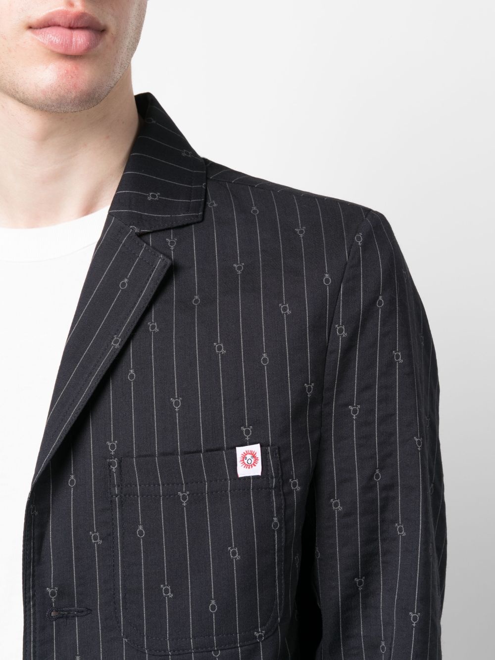 single-breasted pinstripe blazer - 5