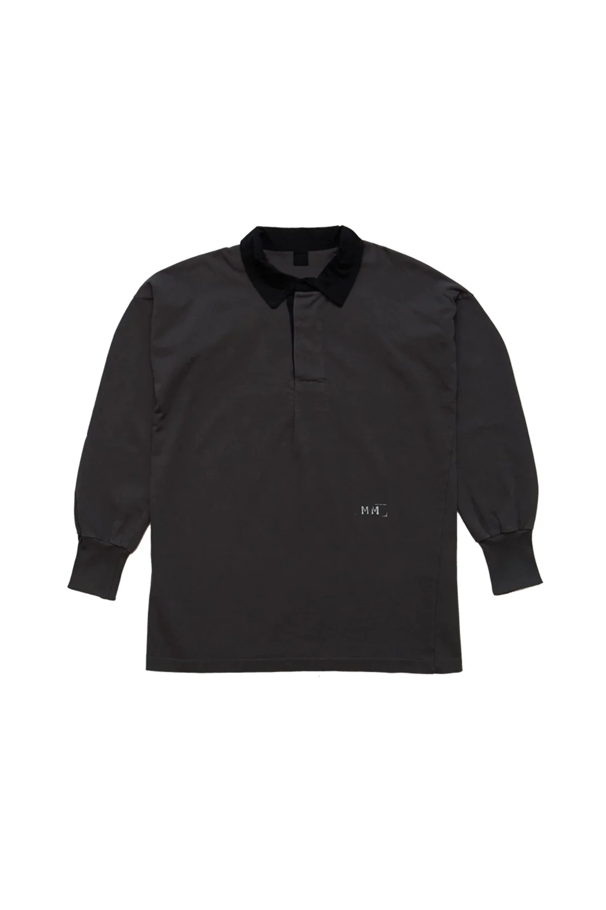 Maison Margiela Long Sleeve Polo With Contrast Collar Grey - 1