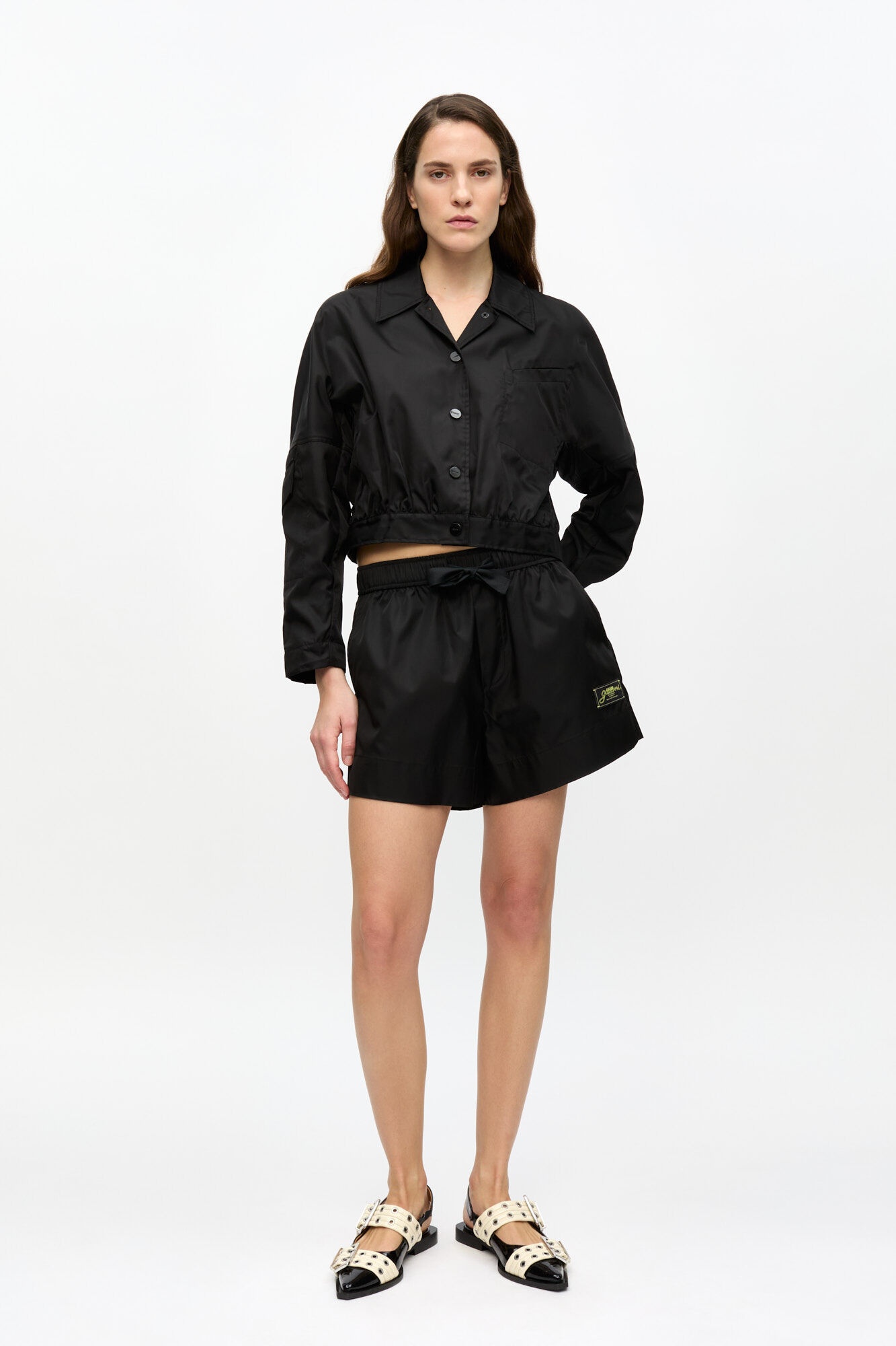 BLACK DUCHESSE NYLON CROPPED JACKET - 3