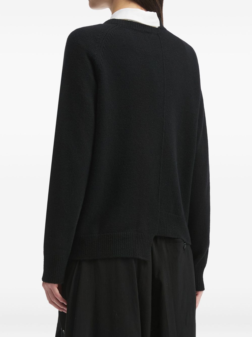 asymmetric-hem crew-neck cardigan - 4
