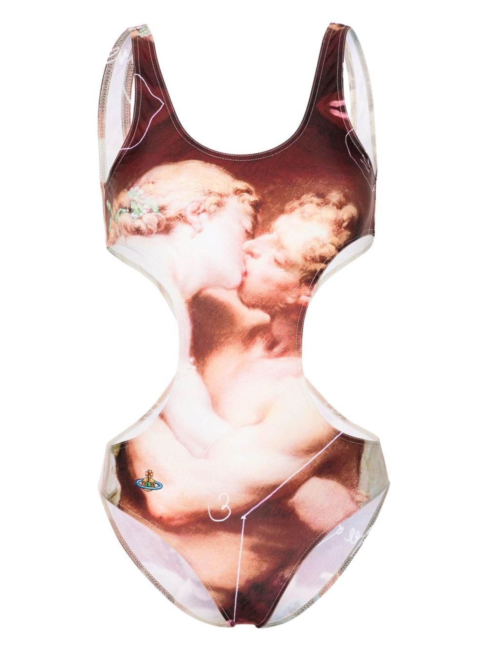 graphic-print cut-out swimsuit - 1