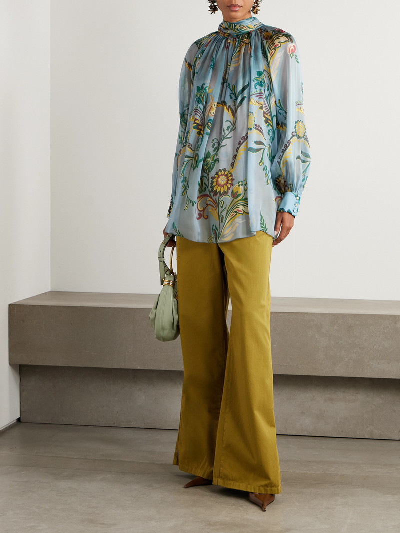 Etro Scarf-detailed Floral-print Silk-organza Blouse outlook
