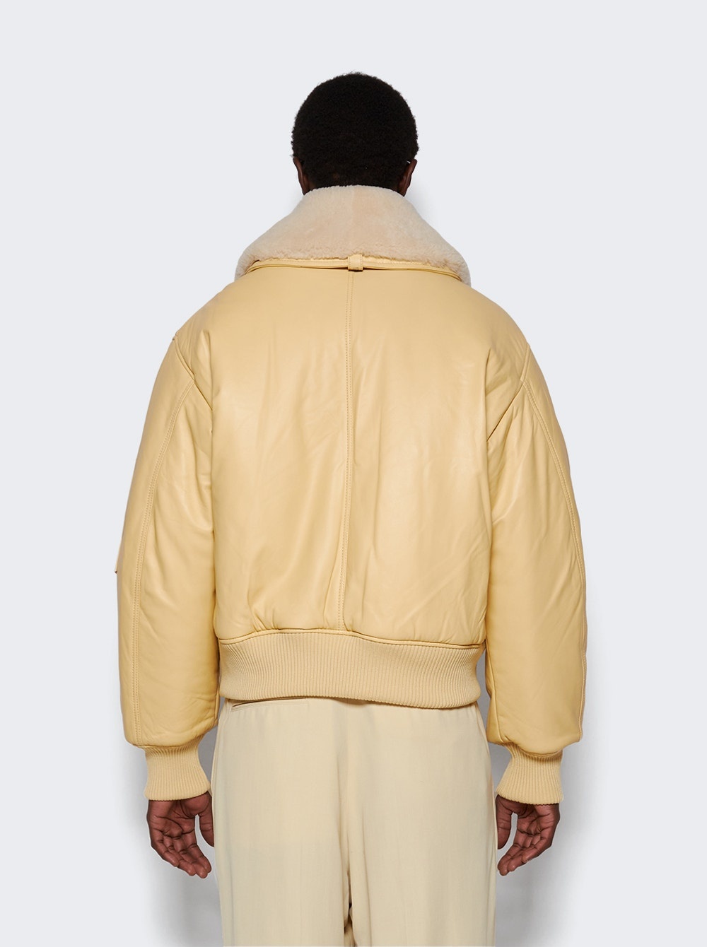 Leather Bomber Jacket Vanilla Cream - 5