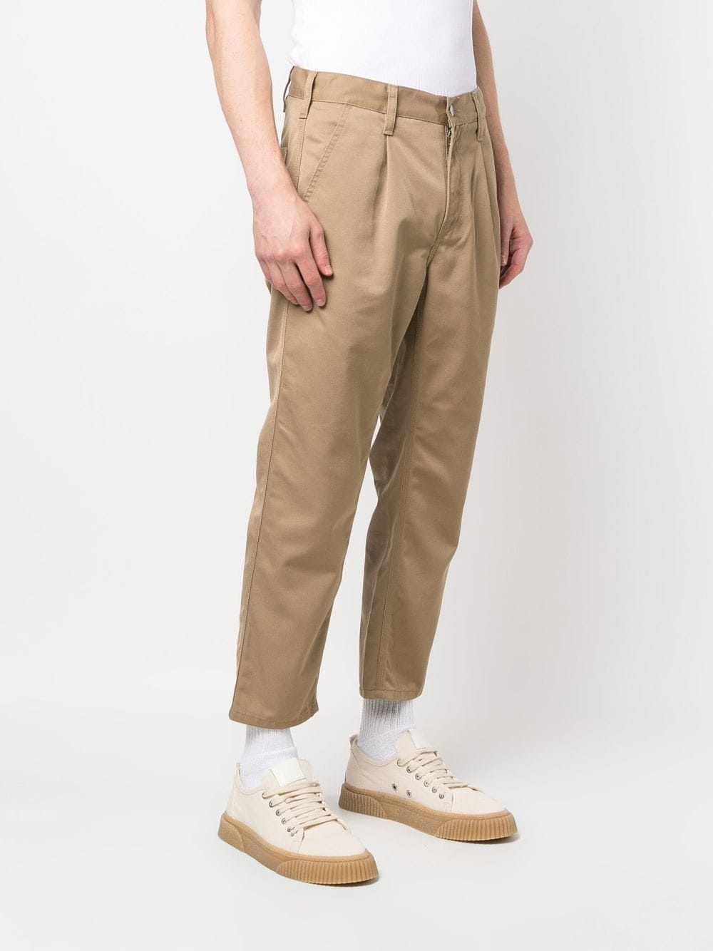 pleat-detail four-pocket chinos - 3