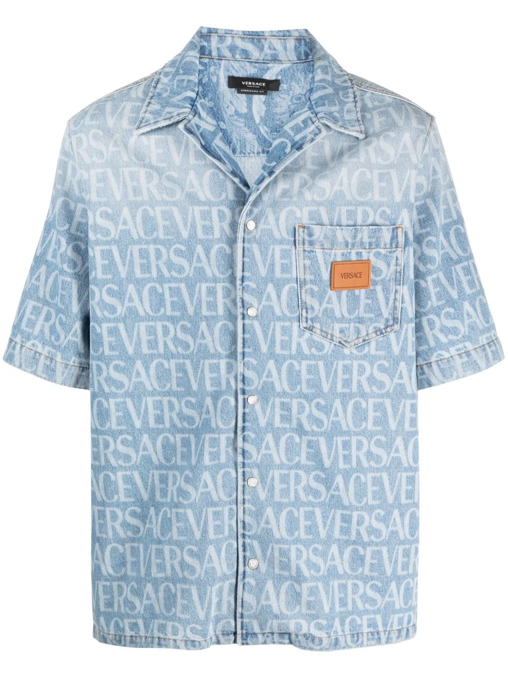 Allover logo-print denim shirt - 1