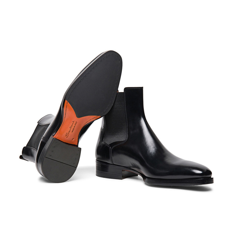 Men’s polished black leather Chelsea boot 3