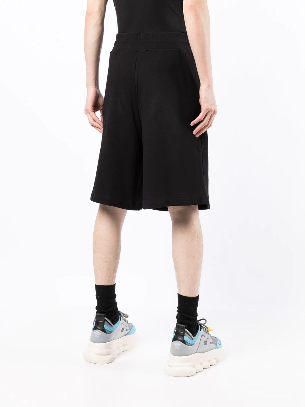 logo-print cotton track shorts - 4