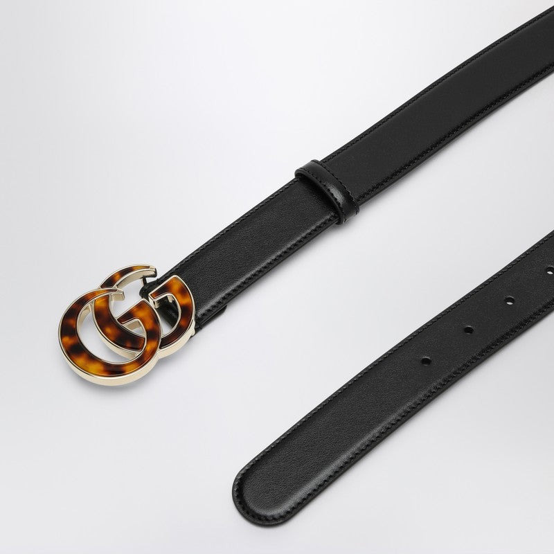 Gucci Black Belt With Tortoiseshell Gg Women - 2