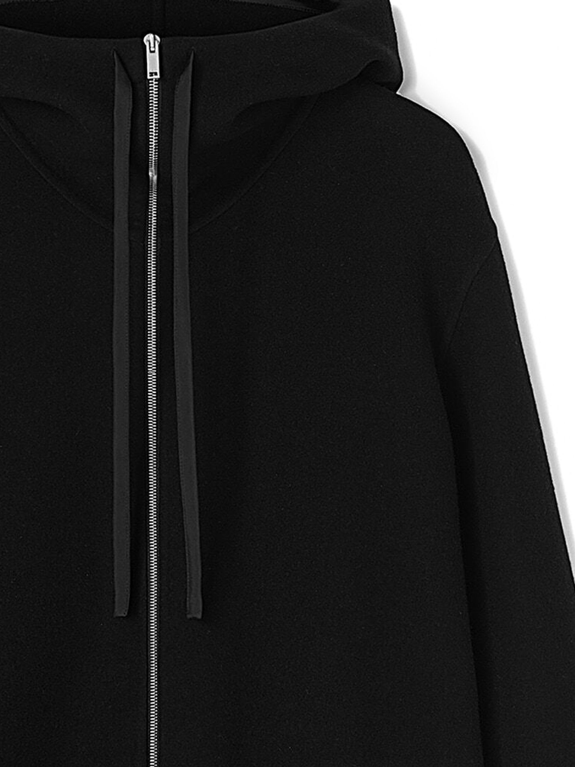 Black Drawstring Hooded Jacket - 2